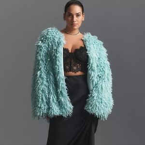 Anthropologie Turquoise Fuzzy Cardigan